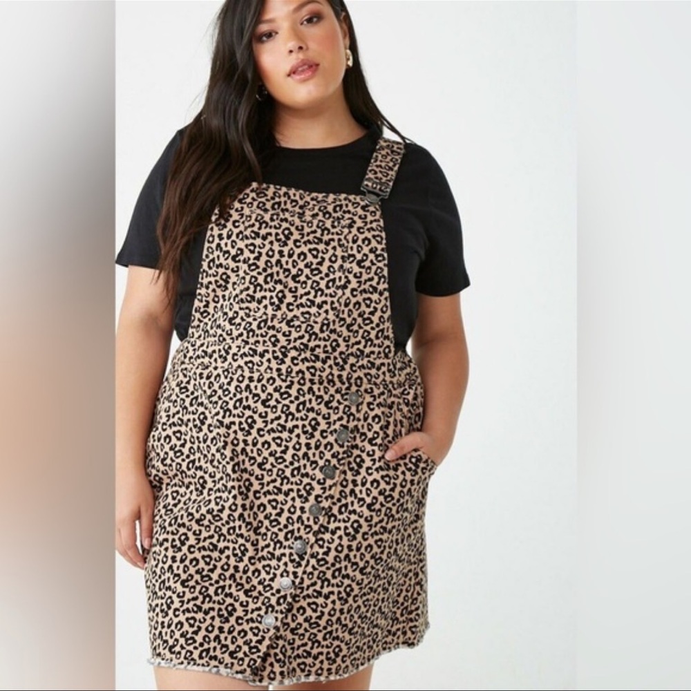 Forever 21 animal print overall dress